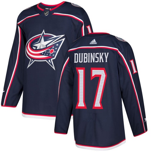 Adidas Men Columbus Blue Jackets #17 Brandon Dubinsky Navy Blue Home Authentic Stitched NHL Jersey